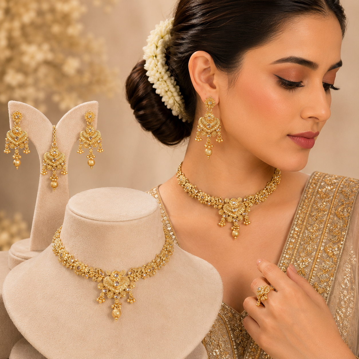 RAJWARI ROMANTIC HEART NECKLACE SET