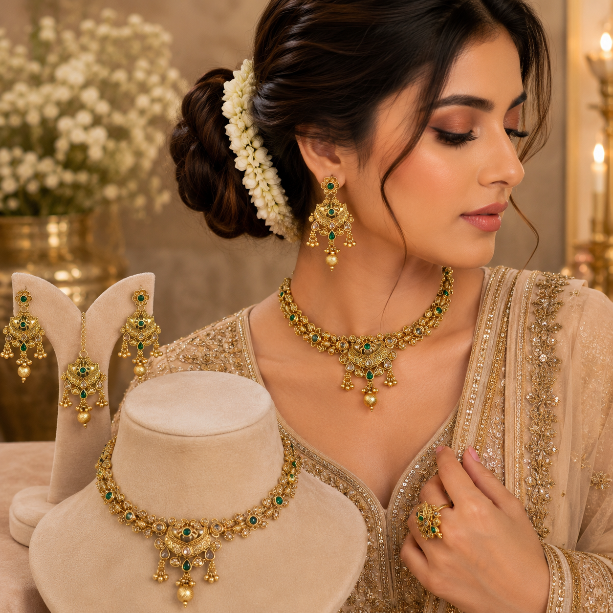 RAJWARI MEHRAAB BLOSSOM NECKLACE SET