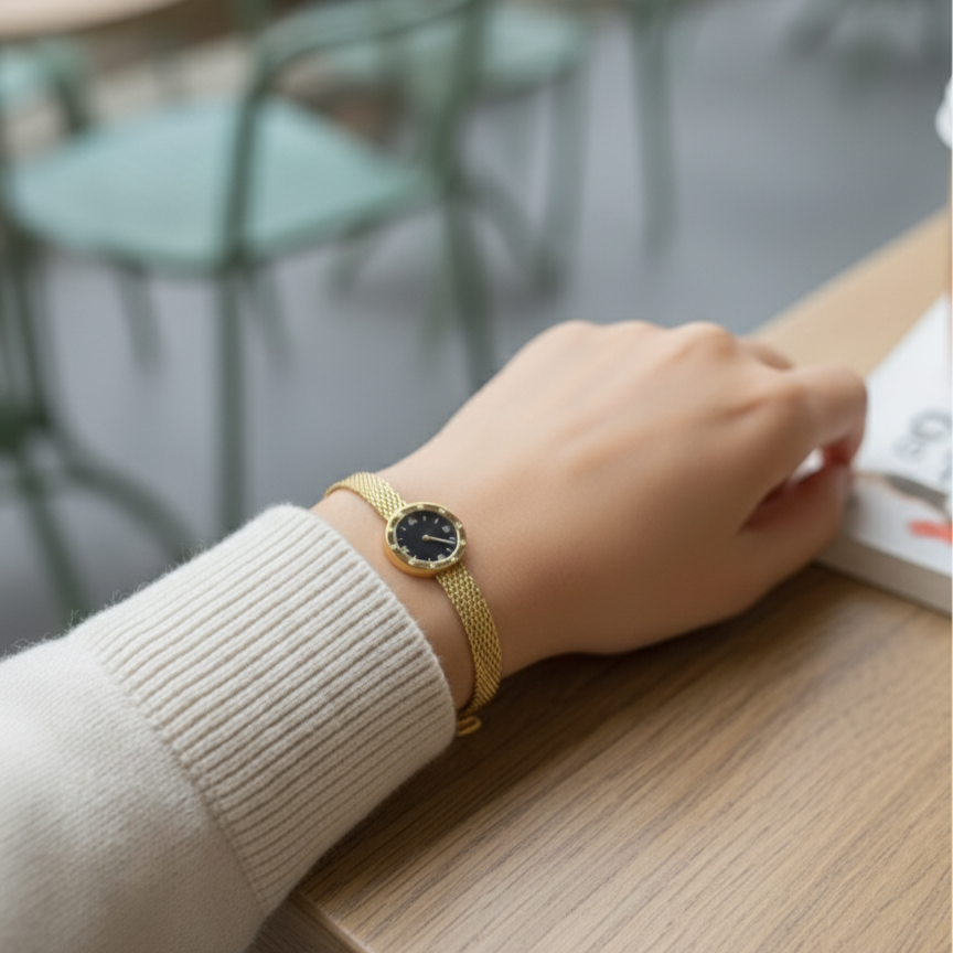 Watch style Gold Mesh Bracelet