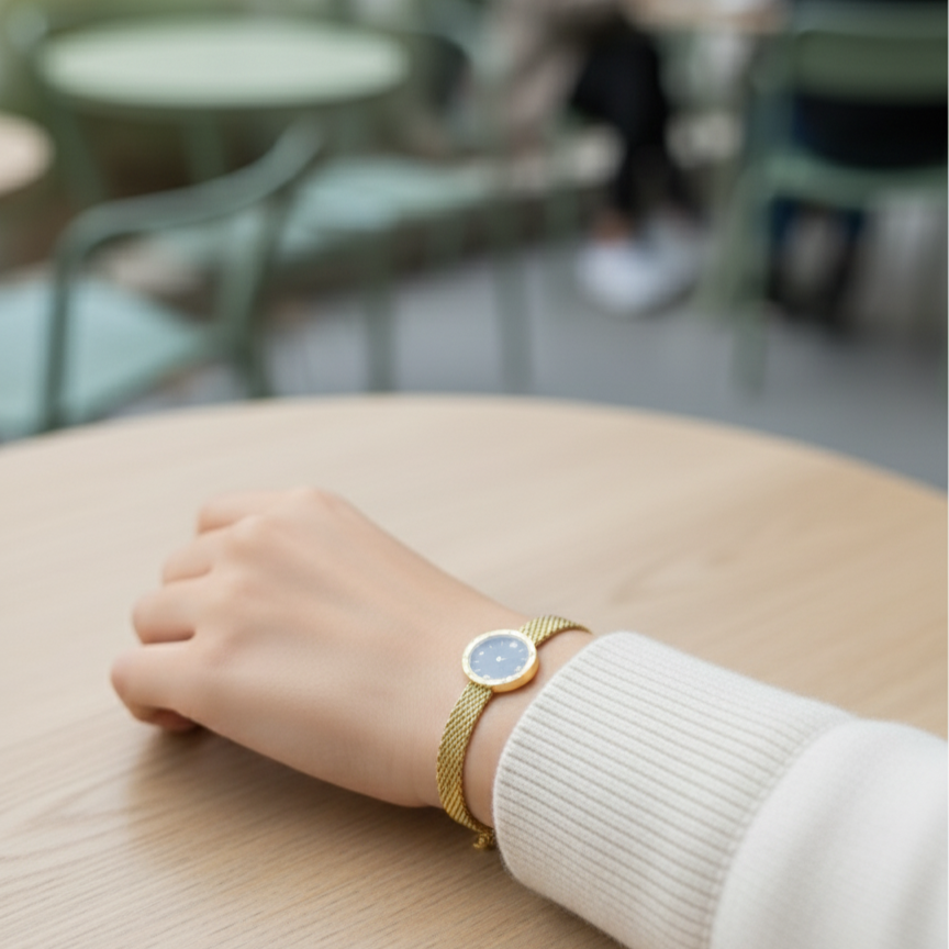 Watch style Gold Mesh Bracelet