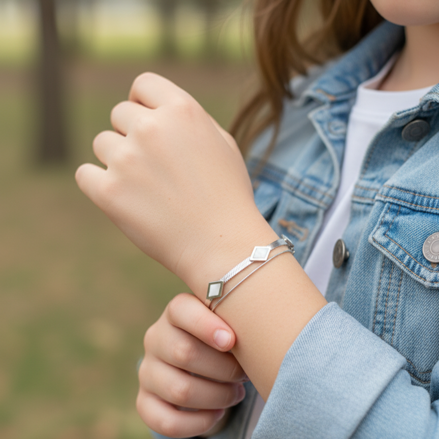 Silver Kite Stack Bracelet