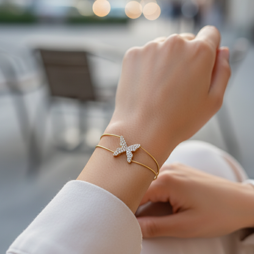 Butterfly Gold Wire Bracelet
