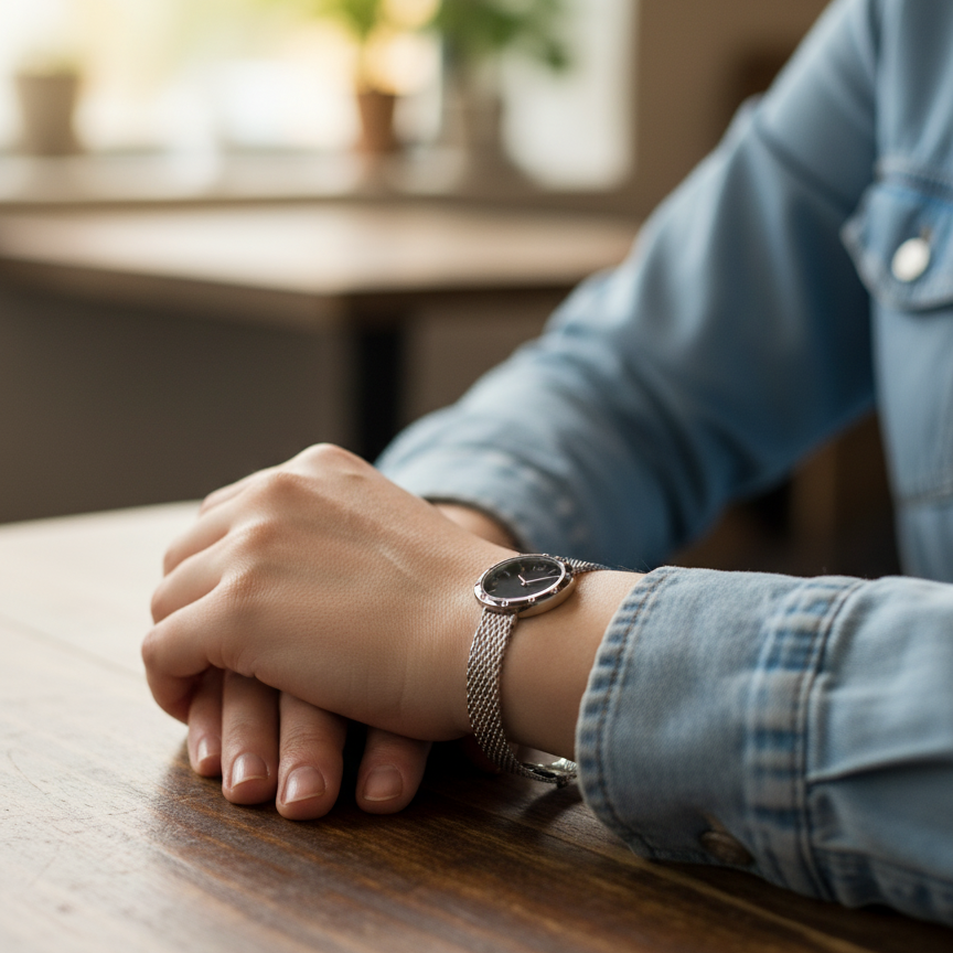 Watch style Silver Mesh Bracelet