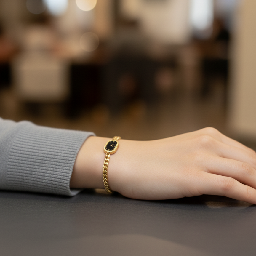 Watch Style Gold Curb Bracelet