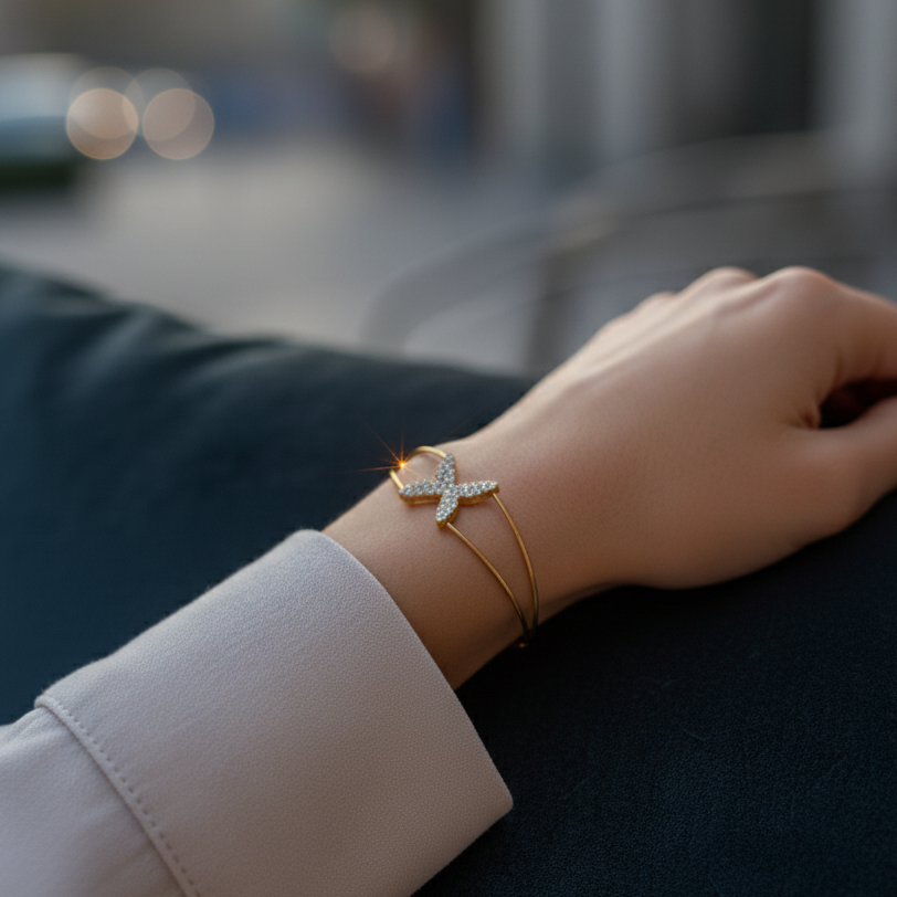 Butterfly Gold Wire Bracelet