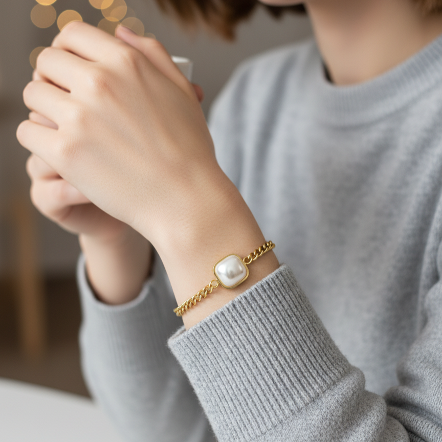 Cube Pearl Bracelet