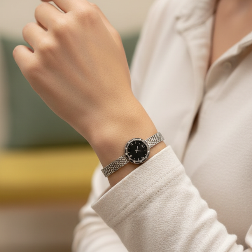 Watch style Silver Mesh Bracelet