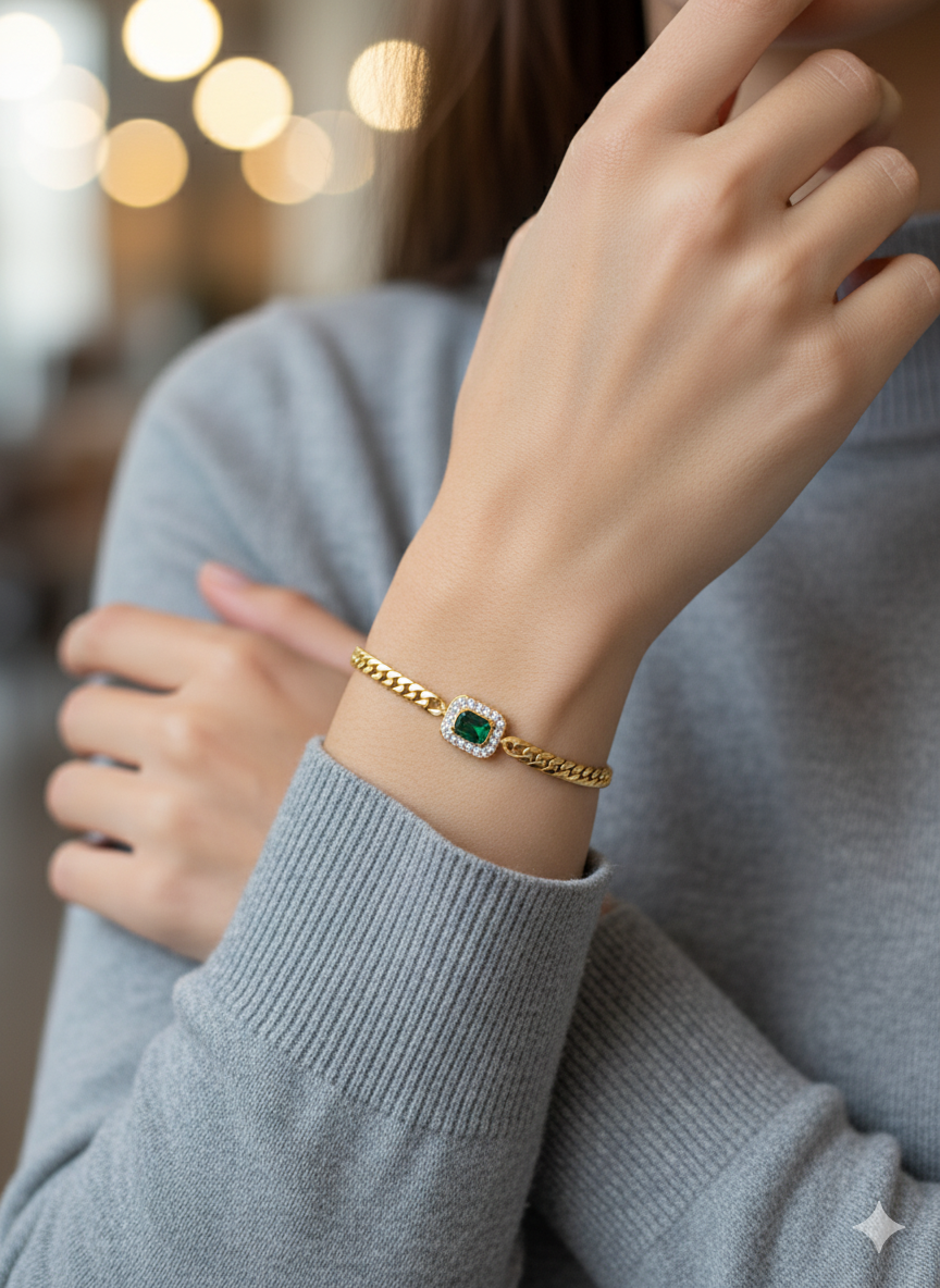 Emerald Curb Bracelet