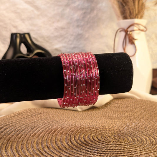 pink crystal glass bangles