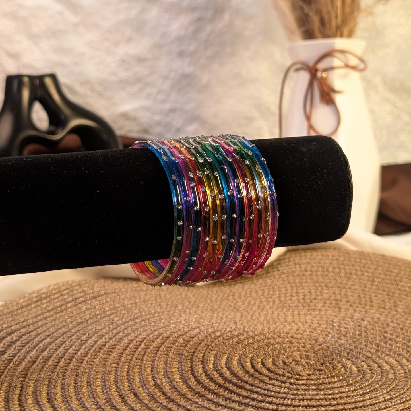 multi color crystal glass bangles