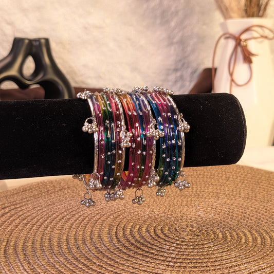 Multi color crystal glass kashmiri bangles