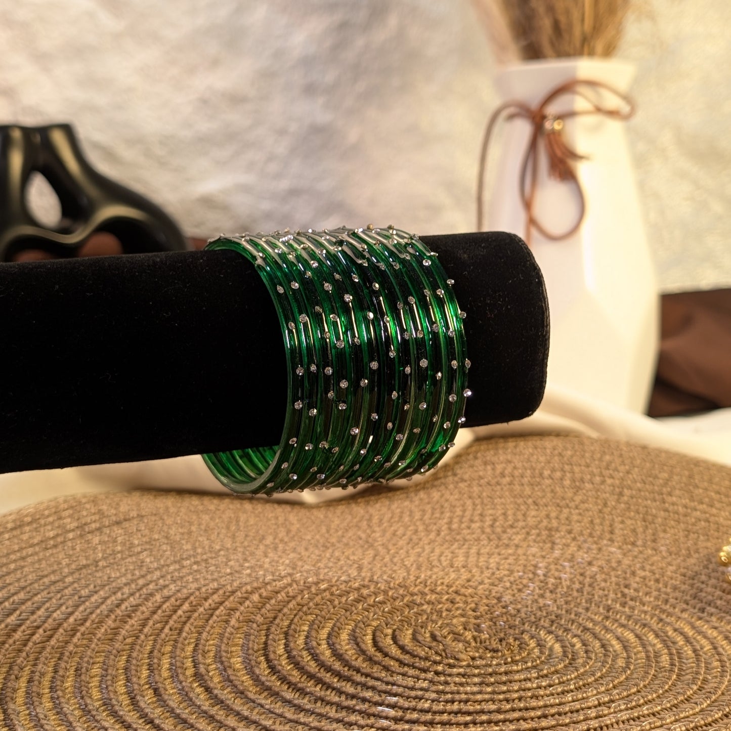 emerald crystal glass bangles