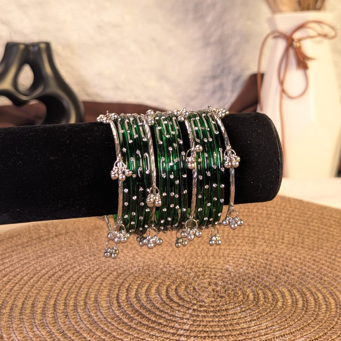 Emerald crystal glass kashmiri bangles