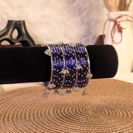 Royal purple crystal glass kashmiri bangles