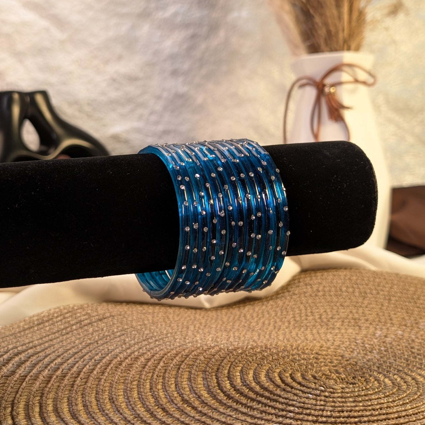 royal blue crystal glass bangles