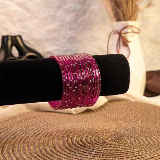 magenta crystal glass bangles