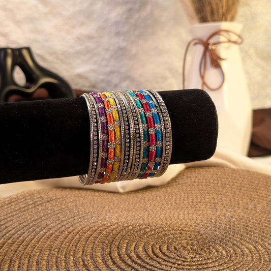 Crystal embellished multi indian bangles