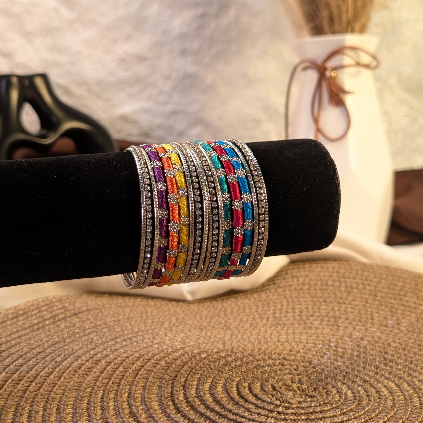 Crystal embellished multi indian bangles