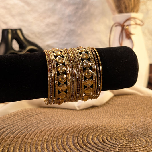 Antique gold kundan indian bangles