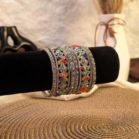 Royal floral crystal indian bangles
