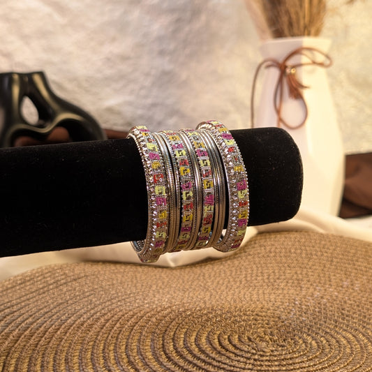 Geometric mosaic indian bangles
