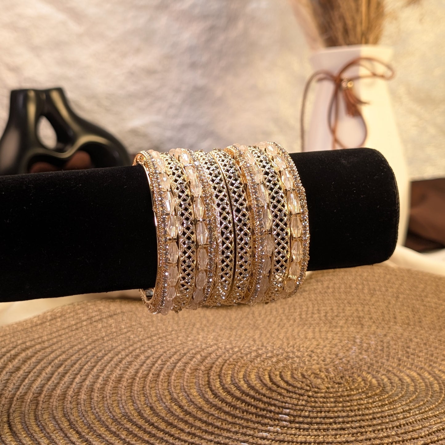 Frosted amethyst geometric indian bangles