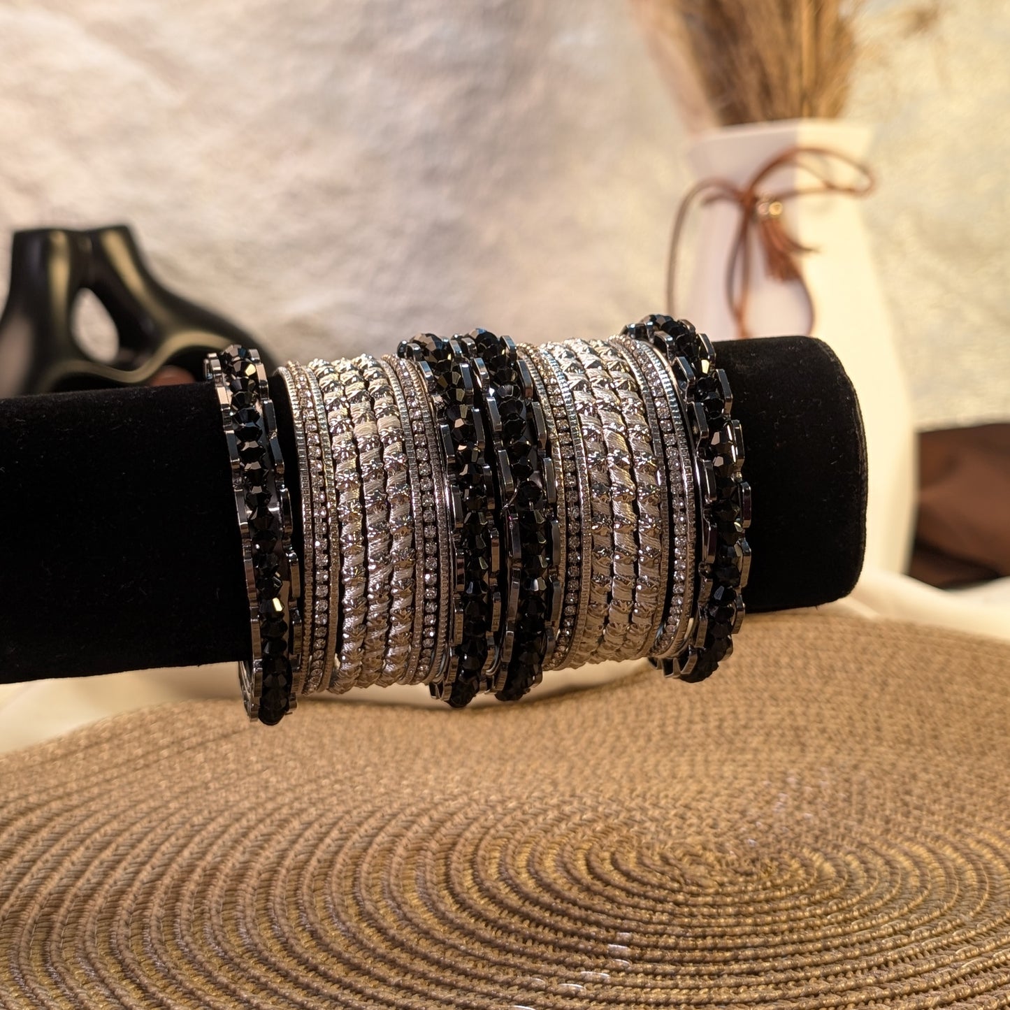 Pearl infusion lattice indian bangles