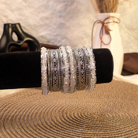 Rose quartz enamel indian bangles