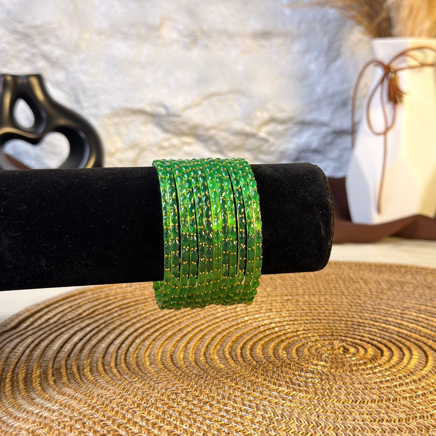 Lime green Glass Bangles