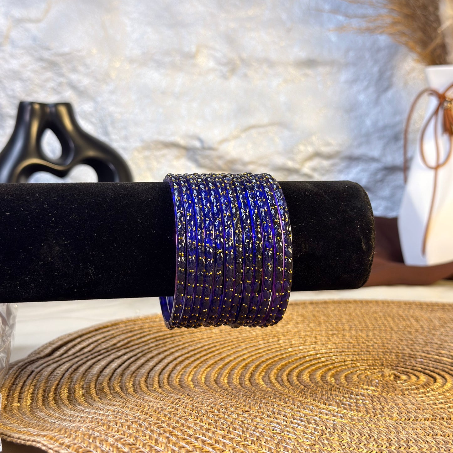Navy Blue Glass Bangles