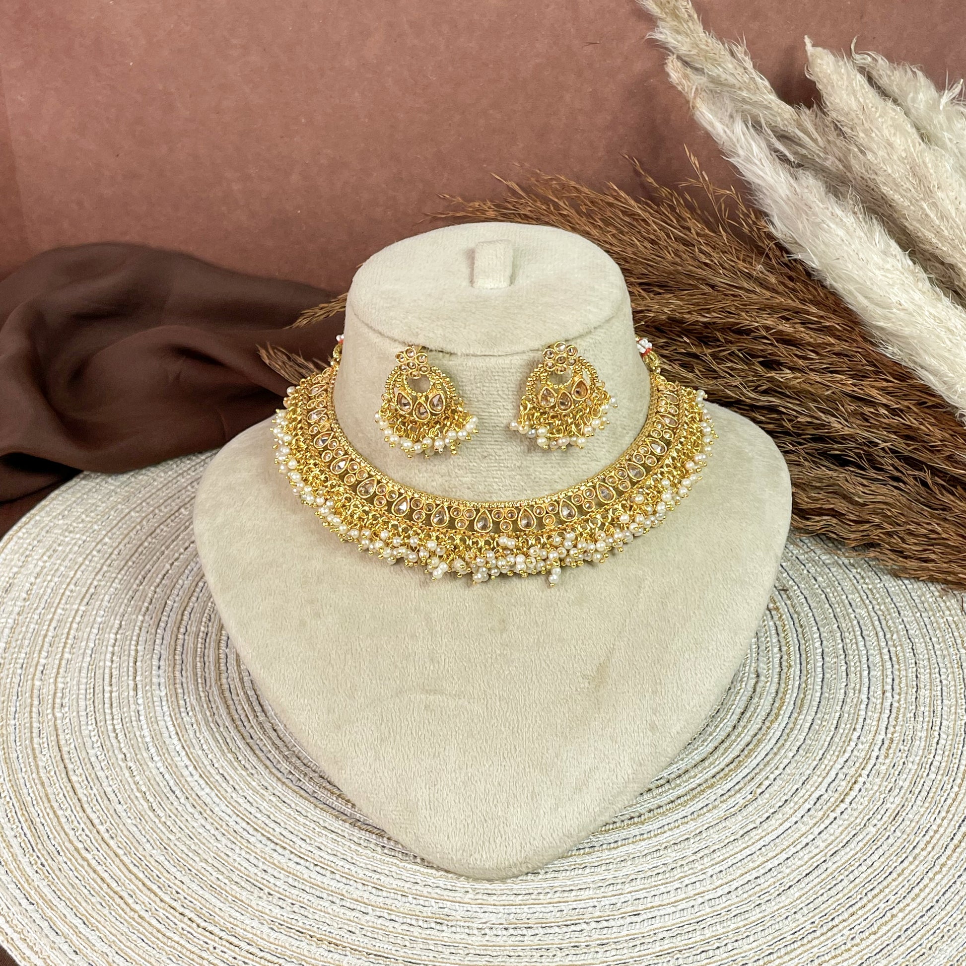 Regal Polki Copper Necklace Set