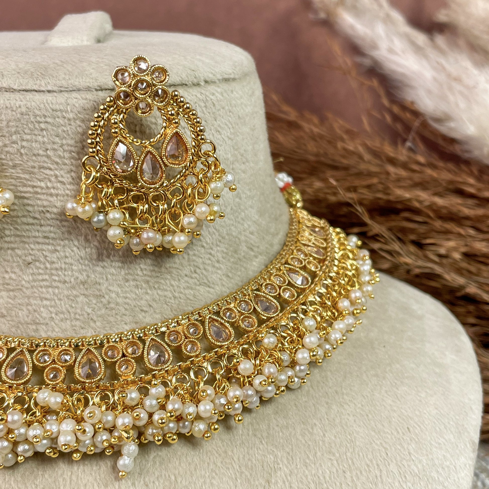 Regal Polki Copper Necklace Set