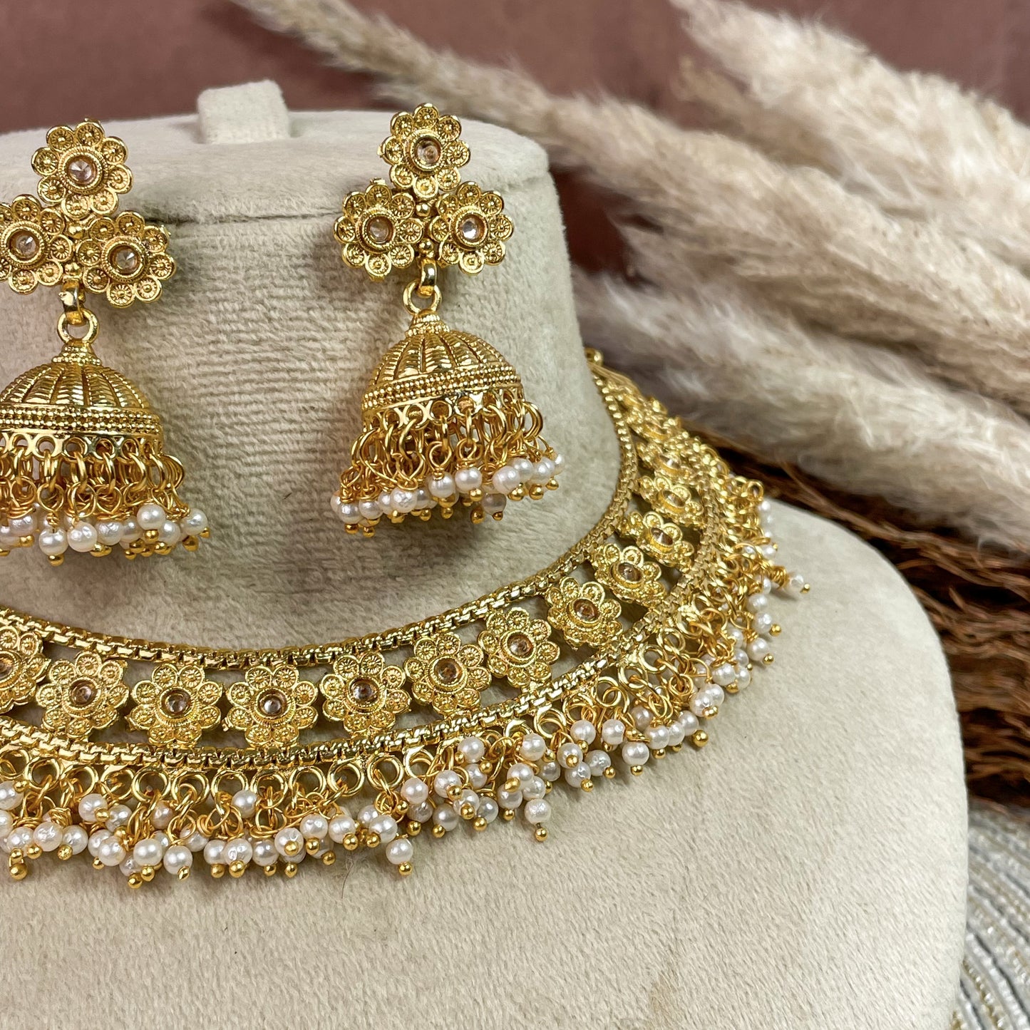 Antique Polki Copper Necklace Set