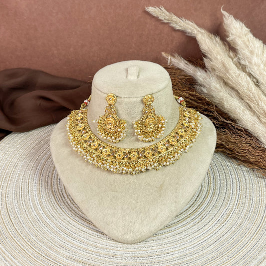 Elegant Polki Copper Necklace Set