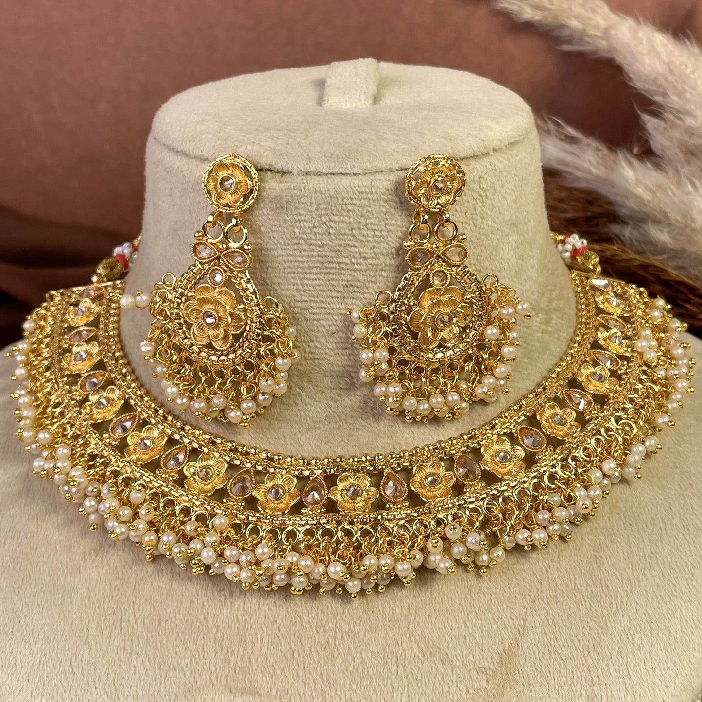Elegant Polki Copper Necklace Set