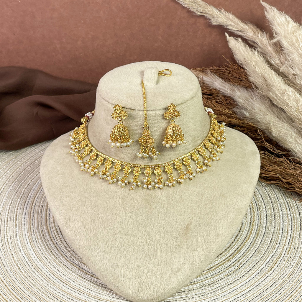 Shining Mogra Copper Necklace Set