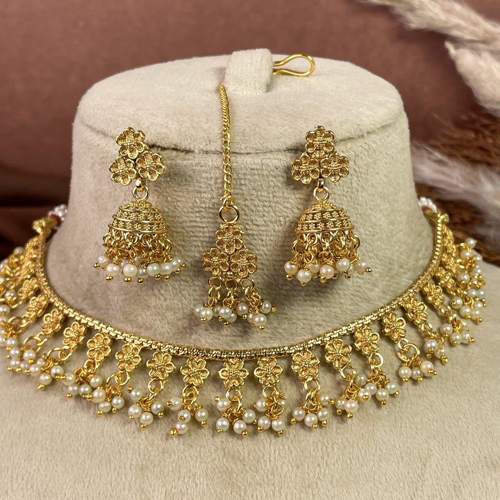 Shining Mogra Copper Necklace Set