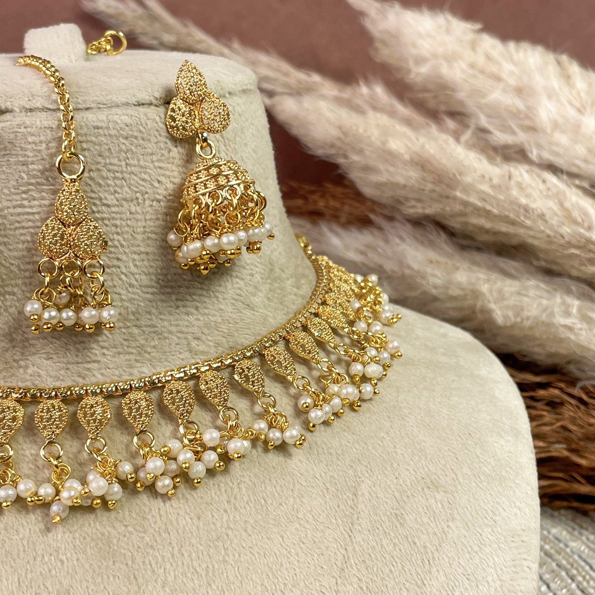 Delicate Mogra Copper Necklace Set