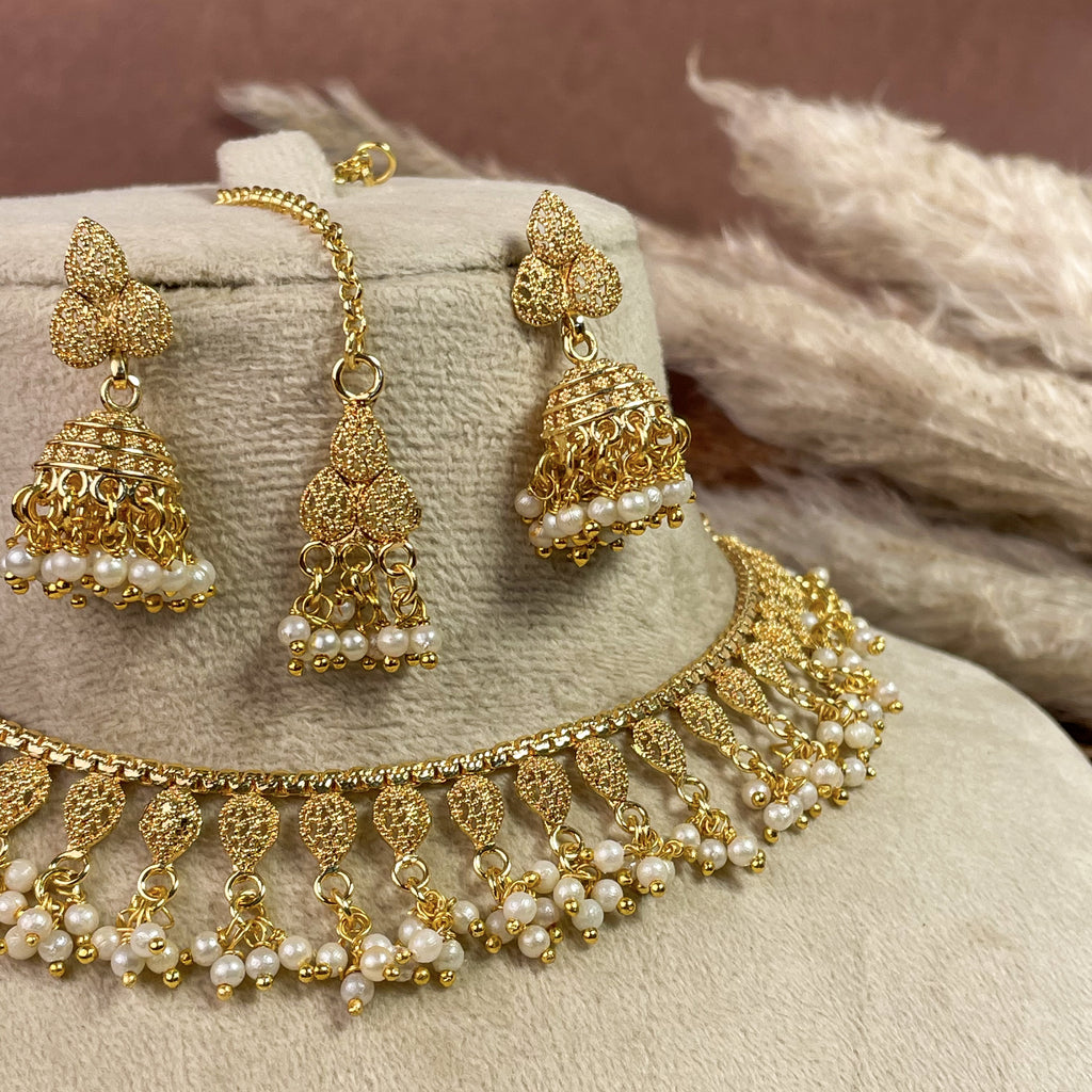 Delicate Mogra Copper Necklace Set