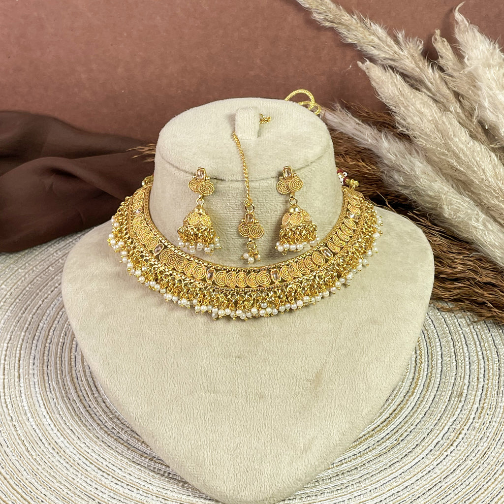 Ethnic Glow Copper Necklace Set