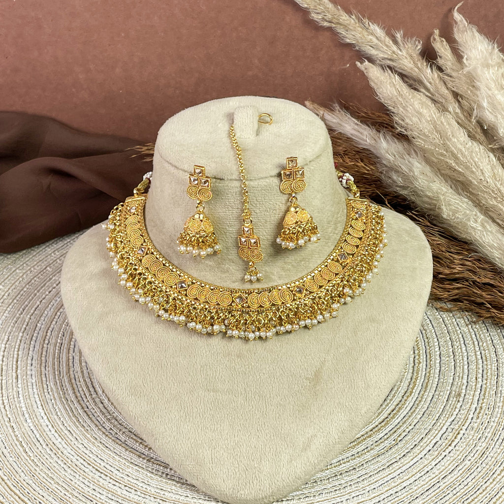 Royal Pearl Copper Necklace Set