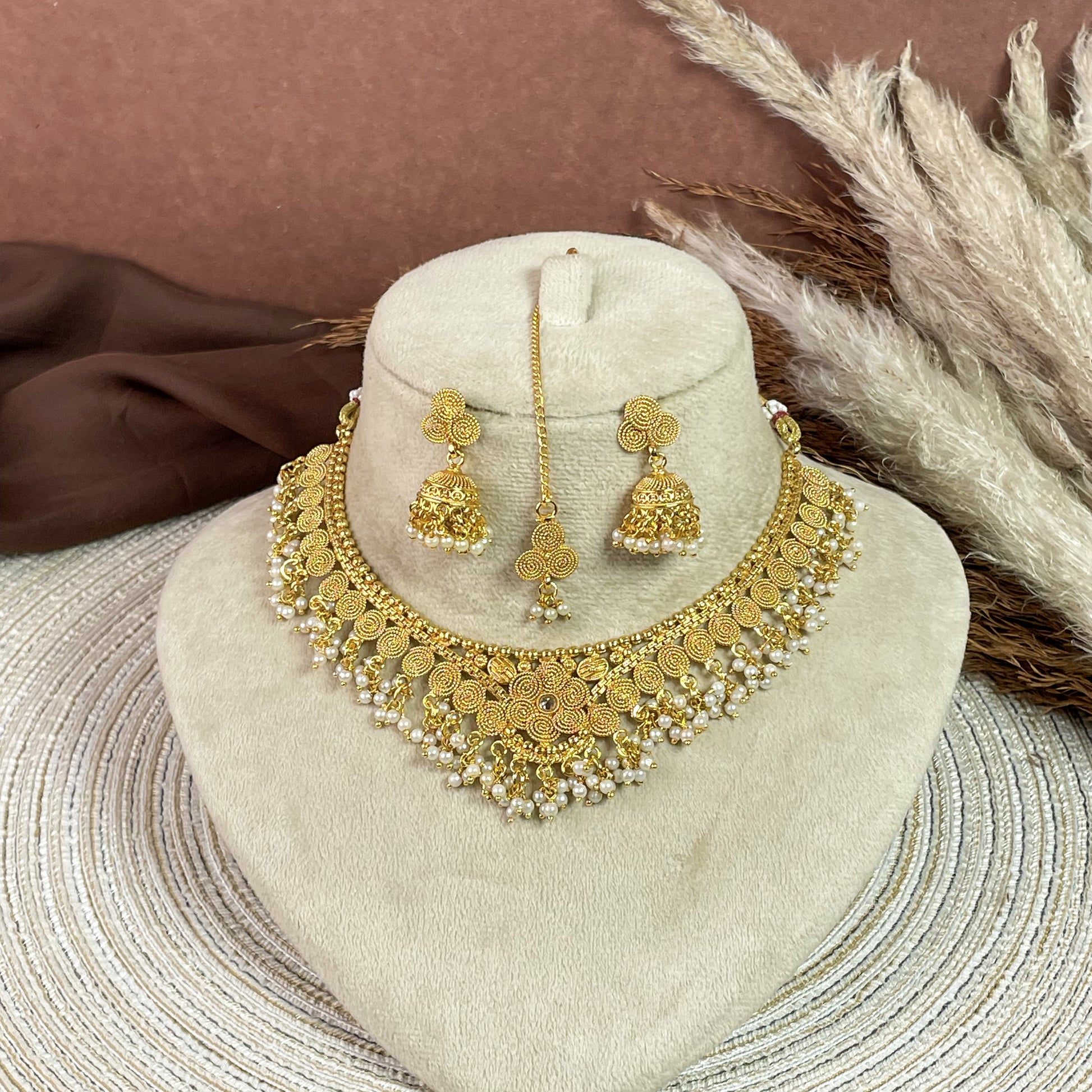 Classic Pearl Copper Necklace Set