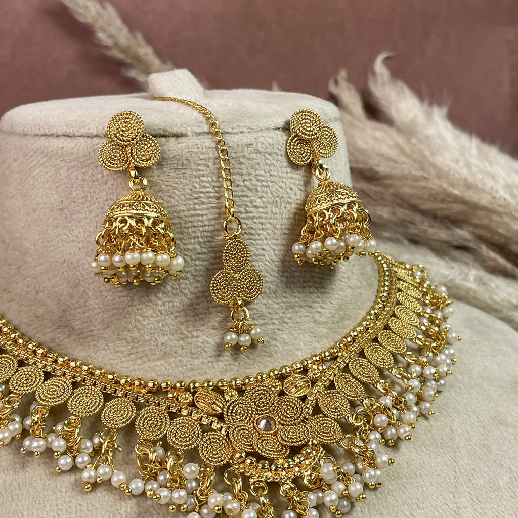 Classic Pearl Copper Necklace Set