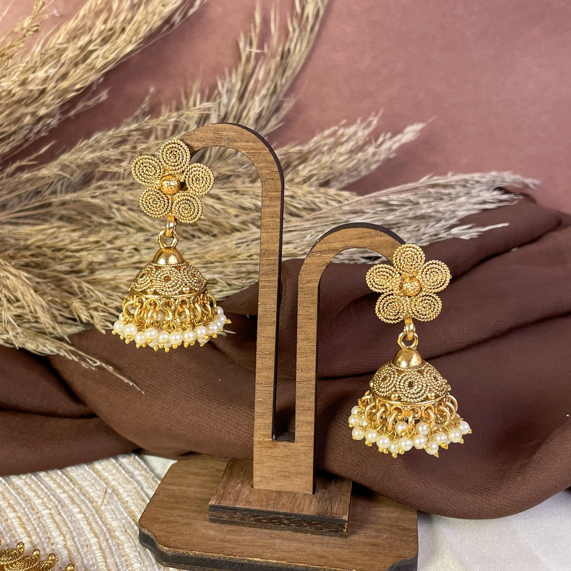 Festive Glow Mogra Copper Mala Set