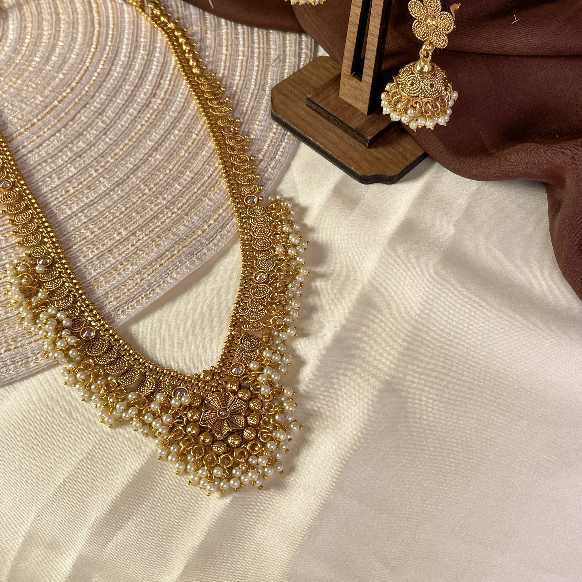 Festive Glow Mogra Copper Mala Set