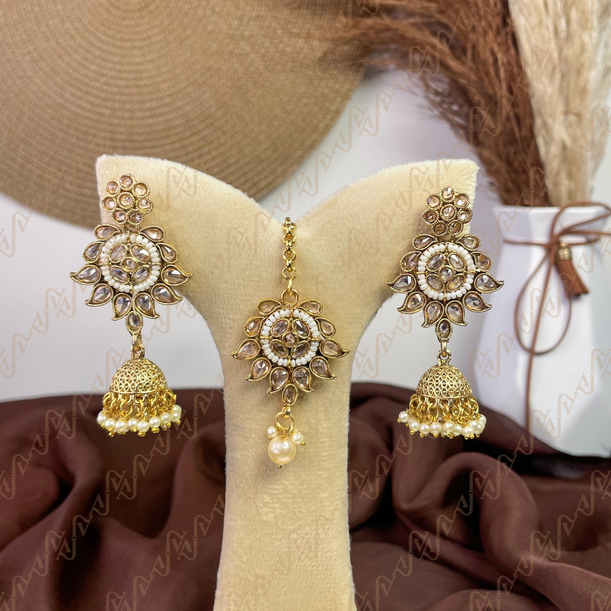 Heritage Shine Polki Copper Earring & Tikka Set