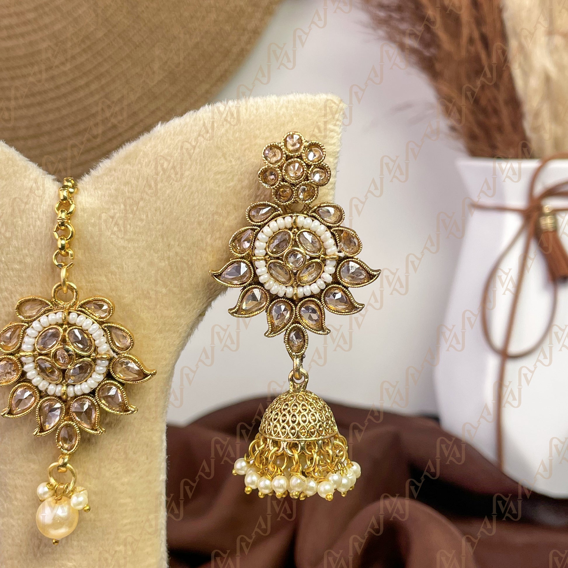 Heritage Shine Polki Copper Earring & Tikka Set