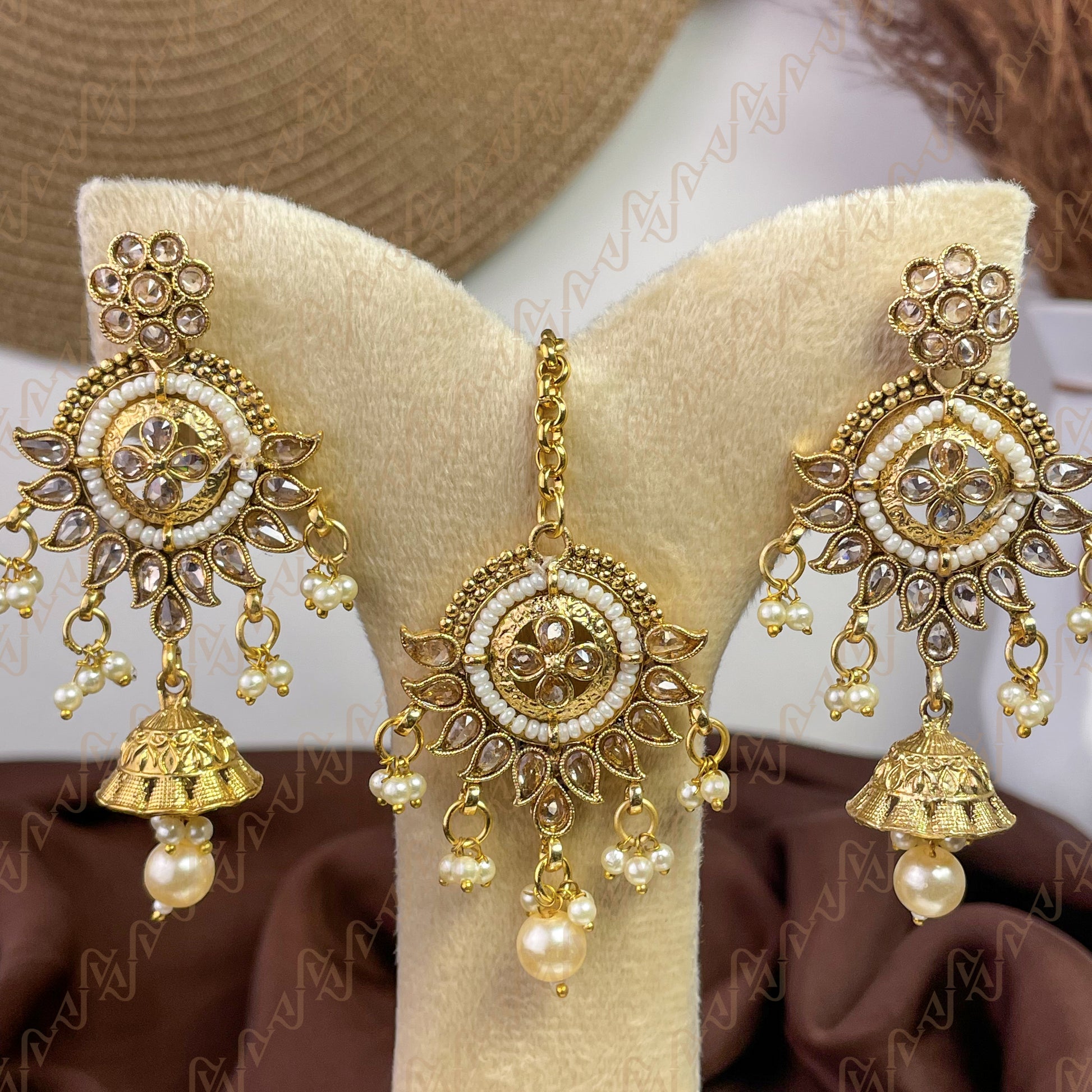 Classic Radiance Polki Copper Earring & Tikka Set