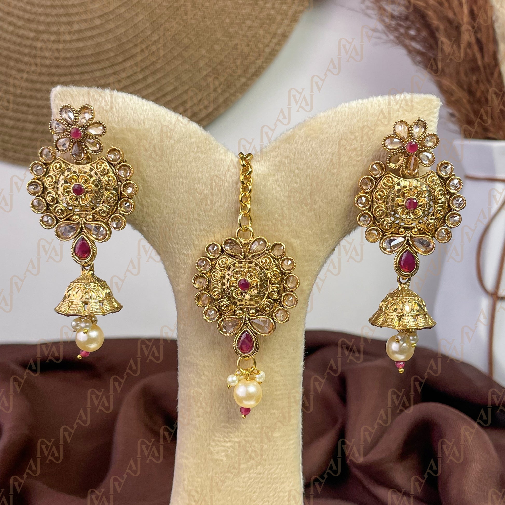 Divine Spark Polki Copper Earring & Tikka Set