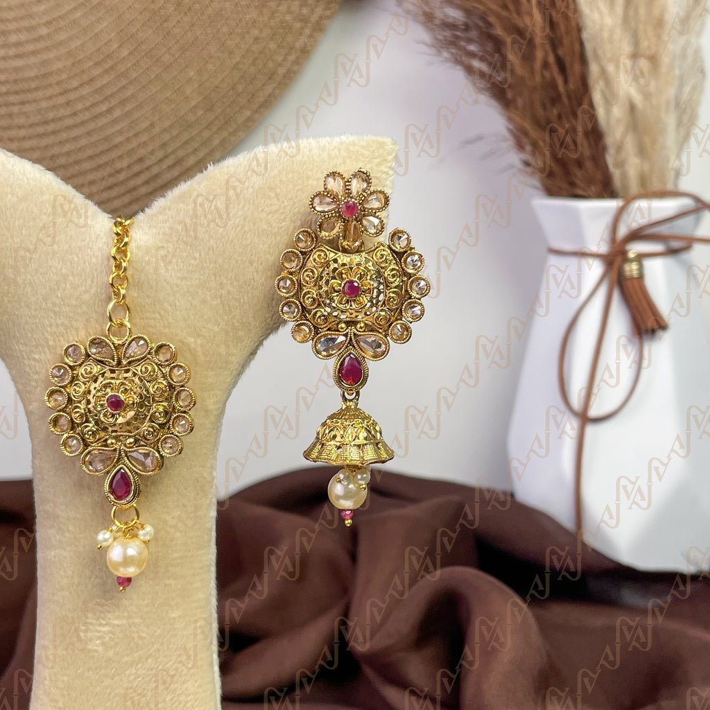Divine Spark Polki Copper Earring & Tikka Set